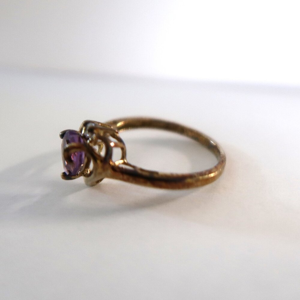 'Warrior Of The Battlefield' Tarnished 925 Sterling Ring Purple Heart Stone View 5
